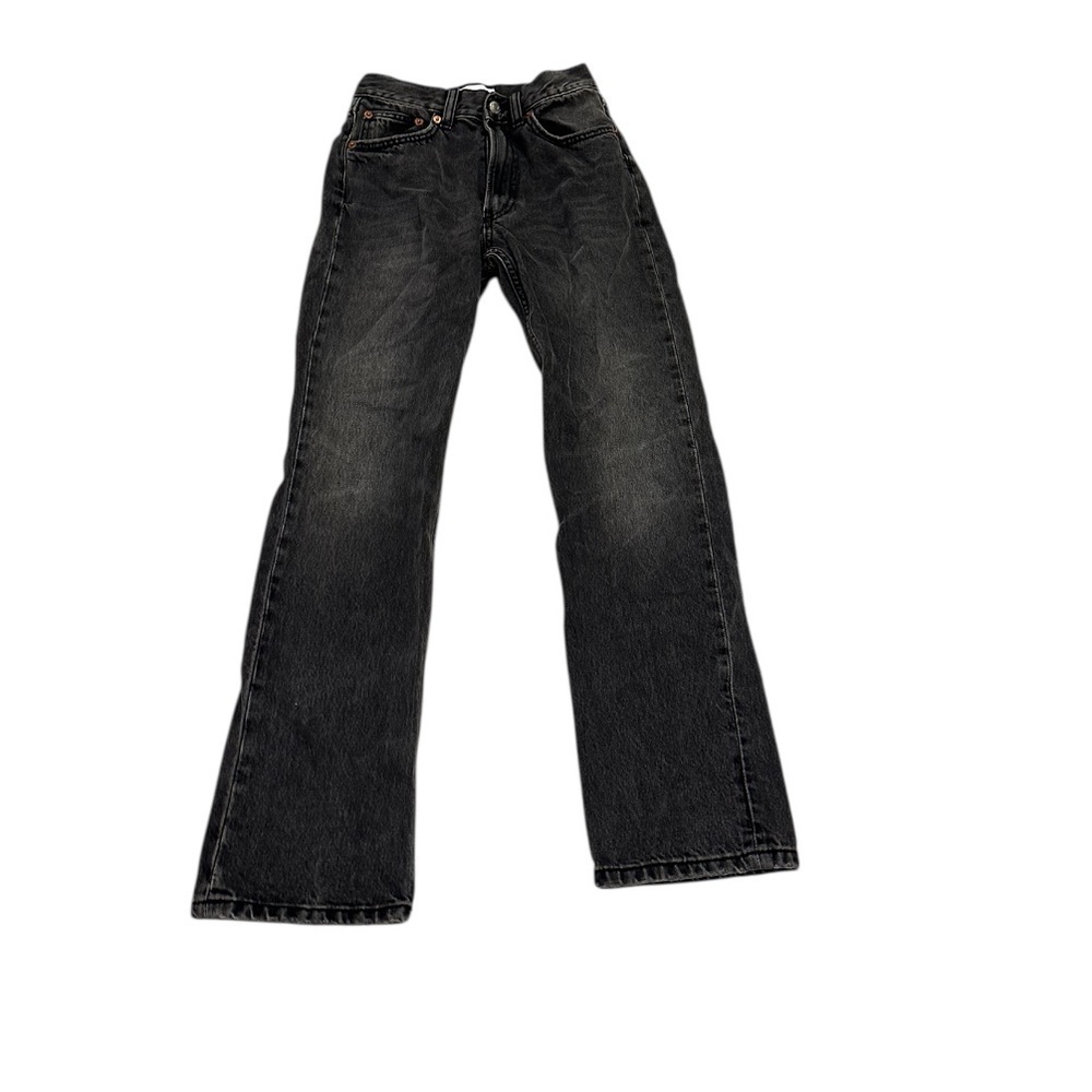 Zara Black Washed Jeans Wide Straight Leg Size 2